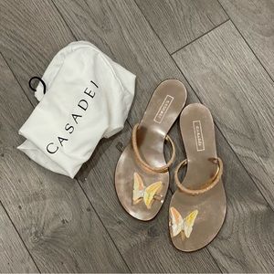 Casadei butterfly Slippers in Rose Gold